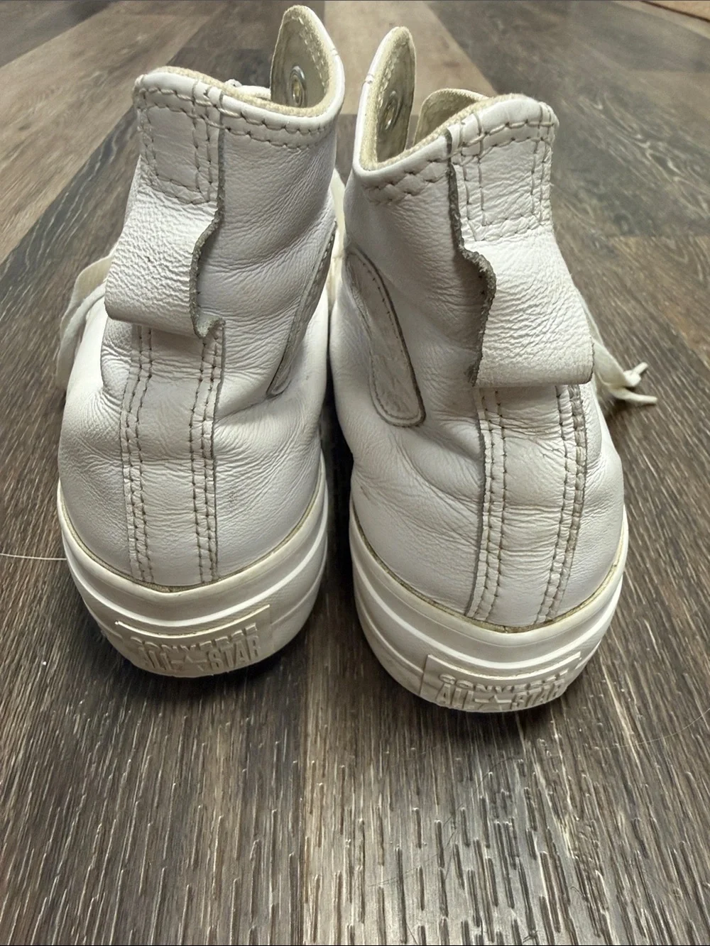 Converse High-Top Sneakers in Cream with Gold Eyelets